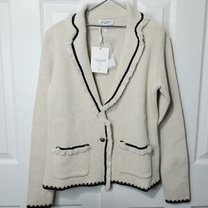 Cocogio Fringe Trim Cardigan, NWT, Size M